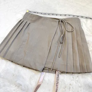 House of CB Pleated Wrap Bow Mini Skirt S - Stone Grey thumbnail 5