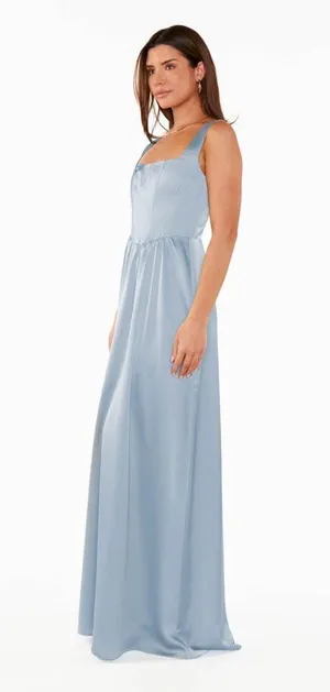 SHOW ME YOUR MUMU Nina Maxi Dress In Steel Blue Luxe Satin thumbnail 2