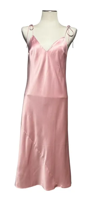 Victoria's Secret Satin Midi Slip Dress Adjustable Tie Straps Light Pink Medium thumbnail 1