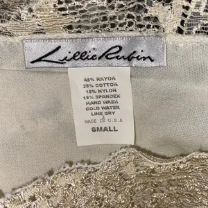 Lillie Rubin Vintage Stretch Lace Sleeveless beige Blouse women sz S thumbnail 4