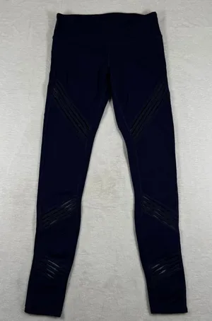 Alo‎ Yoga Womens Navy Blue Moto Mesh High Rise Full Length Leggings Size XS thumbnail 1