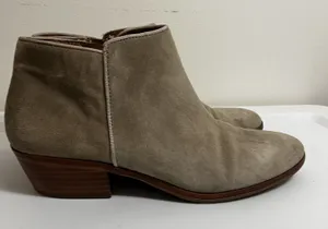 Sam‎ Edelman Womens Petty Putty Beige Suede Leather Zip Ankle Bootie sz 8.5 READ thumbnail 1