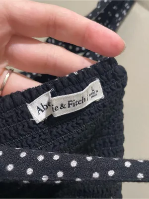 Abercrombie & Fitch Tie Strap Crop Tank Top Black Polka Dot Women’s Size Large thumbnail 6