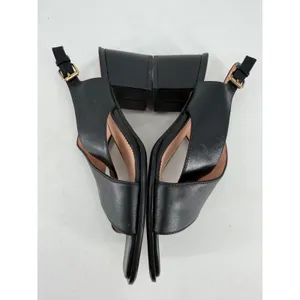 J Crew Dylan Block Heel Sandal Womens 8.5 Black Leather Criss Cross Minimalist thumbnail 4
