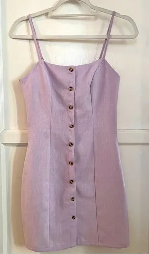 NWT Revolve Mini button dress in Lilac Purple Size Small Retail:150 - Adjustable Straps - Button down - Mini Length thumbnail 1