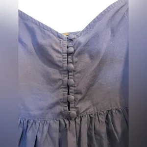 FREE PEOPLE Navy Blue Cotton Off Shoulder Ruffle Crop Top Peasant Blouse - Sz XS thumbnail 2