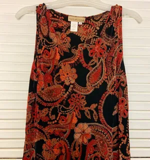Notations MD floral red sheer tank top blouse thumbnail 1