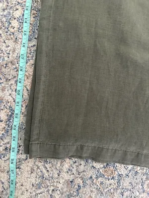 Cynthia Rowley Wide Leg Pants Size XL Green Linen Casual Pocket thumbnail 5