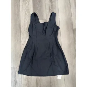 Commense Preppy Bow Backless Tank Charcoal Gray Minimalist Dress NWT Large thumbnail 3