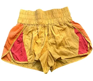 Free People Movement The Way Home Colorblock Shorts Mustard Yellow Orange Pink L thumbnail 1