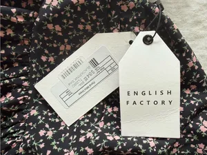 English Factory NWT Black Floral Puff-Sleeve Dress with Pink Flowers thumbnail 4
