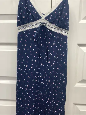 Hollister Slip Dress Small Navy Floral Lace Bow Accent Babydoll Small Open Back thumbnail 4