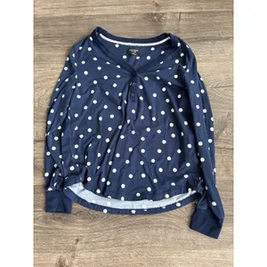 Kate Spade New York Navy White Polka Dot Henley Pajama Set Joggers Small thumbnail 4