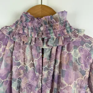 Elliatt Resorts Mini Dress Medium Lilac Multi Floral Embroidered Smocked Cottage thumbnail 5