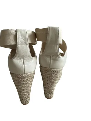 JEAN MICHEL CAZABAT Cream Leather Espadrille Wedges Sandals Size 37 thumbnail 6