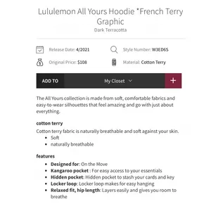 Lululemon M/L All Yours Graphic Hoodie Sweatshirt Dark Terracotta Earthy Neutral thumbnail 10