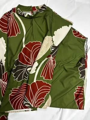 Women's 2-Piece Green Floral Print Long Sleeve Top and Skirt Set thumbnail 2