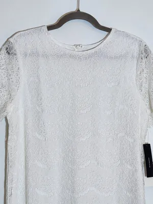 Lulus White Lace Mini Shift Dress NWT Size Large thumbnail 2
