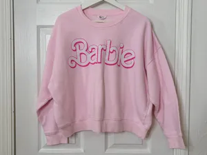 Barbie Pink Graphic Sweatshirt L Cozy Girly Coquette Casual Y2K Lounge Pullover thumbnail 2