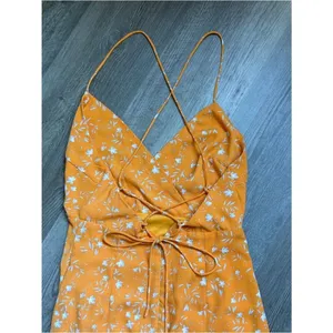 Endless Blu Ruched Midi Dress Bodycon Leg Slit Orange Floral thumbnail 6
