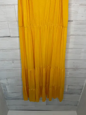 Beach Break Jersey Tiered Midi Sundress in Yellow Size Large thumbnail 6