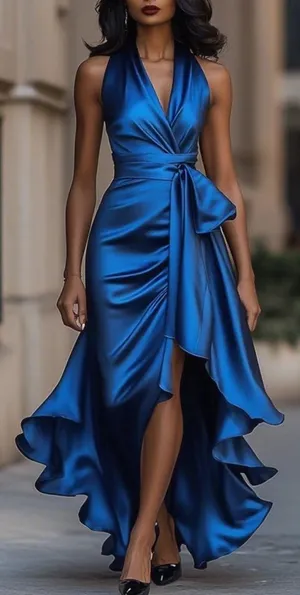 Mooyius Royal blue formal gown thumbnail 1
