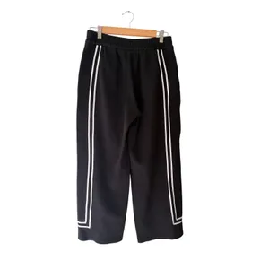 T by Talbots Black Wide Leg Pants Small Petite White Stripe Sporty Preppy thumbnail 2