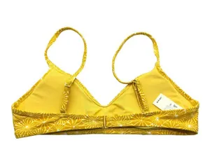 Aerie Real Good Bikini Swim Top Patterned Scoop Removable Cups Yellow White S thumbnail 2
