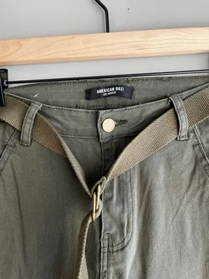 American Bazi Women’s Olive Cargo Pants with Belt thumbnail 5