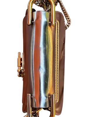Chloé Drew Micro Metallic Silver Leather Crossbody Bag Gold Hardware Italy thumbnail 7