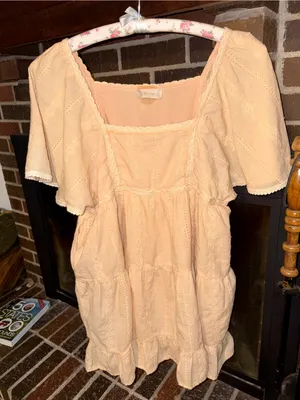 Altar'd State Peach Eyelet Mini Dress thumbnail 1