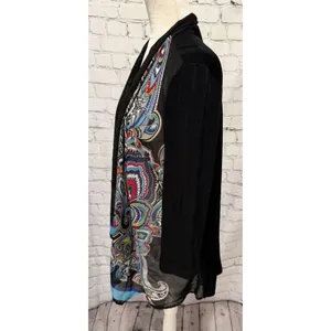 Chicos Travelers Cardigan Open Front Multicolor Paisley Flowy Boho Coquette 3/XL thumbnail 4