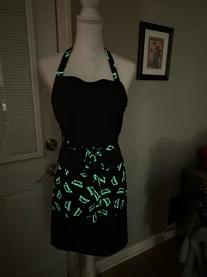 Handmade glow in the dark vampire teeth apron  thumbnail 2