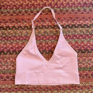 Vs Pink Light Pink Seamless Ribbed Halter Bra thumbnail 1