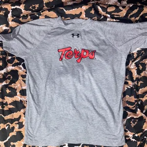 UMD Under Armour Gray T-Shirt with Red Terps Logo University of Maryland thumbnail 1