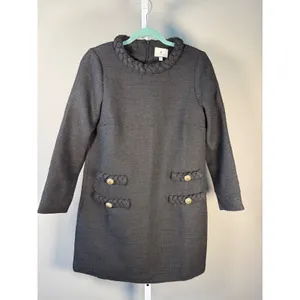 Tuckernuck Black Tweed Long Sleeve Jackie Dress Braided‎ Trim Small thumbnail 2