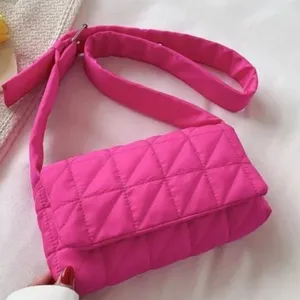 Pink Quilted Crossbody Puffer Shoulder Bag Handbag Nwt thumbnail 1