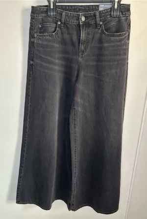 New American Eagle Outfitters Wide Leg Baggy A-Line Fit Black Women's Denim Jean thumbnail 1