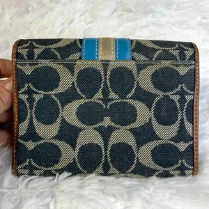 y2k Coach Stripe Signature Denim Turnlock Bifold Wallet thumbnail 2