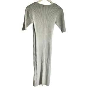 Coquette Baby Blue Knit Short‎ Sleeve Wrap Sweater Dress Bodycon sz Small Office thumbnail 3