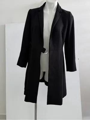 NEW Jo-Jo-Z Black Trench Blazer Dress Belted Longline Jacket SMALL thumbnail 5
