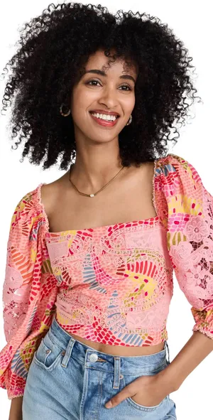 Farm Rio dotted banana blouse medium thumbnail 3
