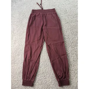 A New Day Womens High-Rise Jogger Pants Burgundy Maroon Smocked Waist Small thumbnail 2