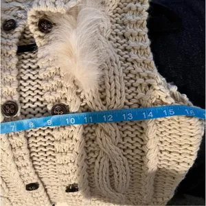 Papaya Chunky Knit Sweater Vest Cream Faux Fur Trim Rabbit Hair Medium thumbnail 7