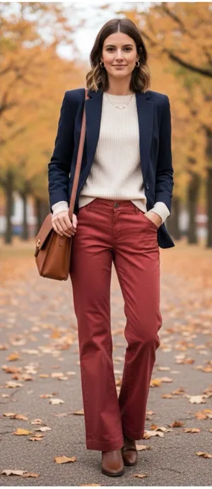 Massimo Dutti Trouser‎ Pant 2 Rust Red Business Casual Chino Bottoms 31" Inseam thumbnail 1