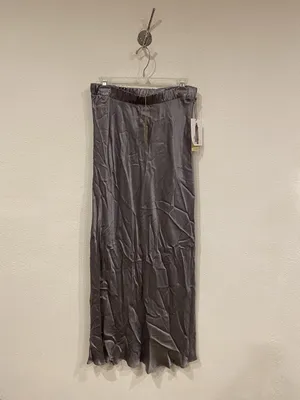 Nation Maribel Skirt Womens Medium Gray Smoke Satin Bias Maxi Slit Pull On Casul thumbnail 2