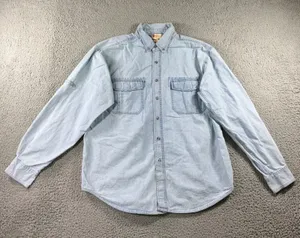 Faded Glory Vintage Denim Shirt Women XL Light Wash Button Up Workwear Chore Western Utility thumbnail 1