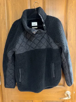 Abercrombie Black Sherpa Fleece Pullover 1/4 Zip thumbnail 1