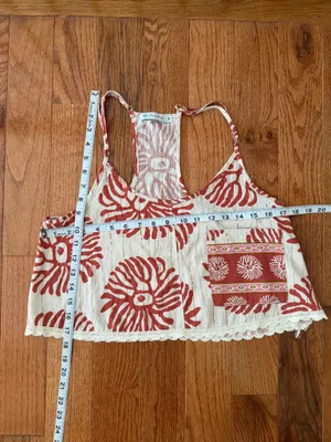 New Paradise Woman’s Set Top & Shorts Coral with Cotton Embroidery, Sz S thumbnail 8