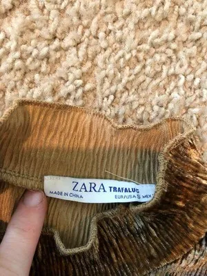 ZARA Brown velvet multicolor short sleeve top never worn thumbnail 3